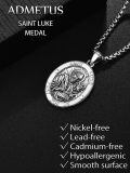 wholesale 925 Sterling Silver Patron Saint Medal Amulet Necklace for Men 2 5mm 22 +2 Chain-0-4
