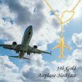 wholesale 14K Gold & Cubic Zirconia Airplane Necklace - Y-Shaped Travel Pendant with Cloud Charm, Nickel-Free 16mm Airplane 13mm Cloud, 6.5-17 Adjustable Chain-0-4