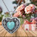 wholesale 925 Sterling Silver Turquoise Heart Shaped Pendant Necklaces with Rose Pattern and Chain for Women -0-4