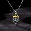 wholesale 925 Sterling Silver Crowned Wolf Pendant Necklaces with Gold Plated Accents and  for Men & Women-0-1