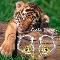 wholesale 925 Sterling Silver Gold Plated Tiger Head Animal Charm Hoop Earrings for Women Girls Minimalist  43mm Diameter-0-2