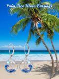 wholesale TOUPOP Palm Tree Wave Leverback Earrings 925 Sterling Silver Ocean Beach Earring Moonstone Jewelry For Women Friends Christmas Birthday Gifts -0-5