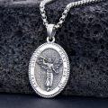 wholesale Sterling Silver Saint Medal Oval Necklace for Men Women Religious Jewelry-0-16