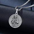 wholesale 925 Sterling Silver Saint Benedict Medal Protection Charm Pendant Necklace for Men & Women-0-3
