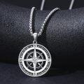 wholesale 925 Sterling Silver Compass Necklace with Celtic Knot and World Map Pendant -0-1