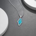 wholesale 925 Sterling Silver Turquoise Marquise Pendant Necklace-0-3