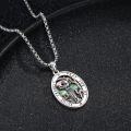 wholesale 925 Sterling Silver St Francis of Assisi Medal Necklace with Abalone Shell and Animal Elements-0-1