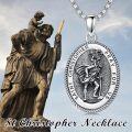 wholesale Sterling Silver Saint Medal Oval Necklace for Men Women Religious Jewelry-0-43
