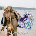 wholesale 925 Sterling Silver Purple Crystal Heart Pendant Necklace w/Butterfly & Spiders  for Her-0-5