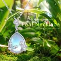 wholesale 925 Sterling Silver Teardrop Pendant With Blue Gemstone And Leaf Details Necklace-0-4