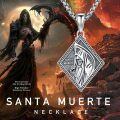 wholesale 925 Sterling Silver Santa Muerte Medal Pendant Necklace for Men Women -0-4