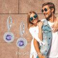 wholesale 925 Sterling Silver Round Tanzanite Halo Leverback Drop Earrings Gemstone s for Her-0-5