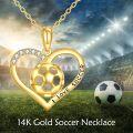 wholesale 14K Gold I Love Soccer Football Heart Pendant Necklace s for Women Girls Mother's Day Birthday Anniversary Christmas Present Ideas-0-1