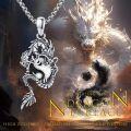 wholesale 925 Sterling Silver Dragon Ying Yang Necklace Pendant for Men Women Gifts-0-5
