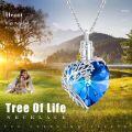 wholesale 925 Sterling Silver Blue Crystal Heart Tree of Life Cremation Jewelry Urn Pendant with Funnel-0-5