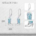 wholesale 925 Sterling Silver Turquoise Cowboy Boots Western Dangle Earrings for Women Girls Country s 4cm Long-0-2
