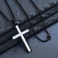 wholesale 925 Sterling Silver Black Gold Plated Cross Pendant Necklace With White Opal Inlay-0-2