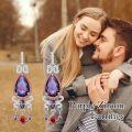 wholesale 925 Sterling Silver Purple & Red Gemstone Drop Earrings-0-3