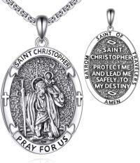wholesale 925 Sterling Silver St Christopher Travelers Medal Pendant Necklace for Men & Women-Saint Christopher