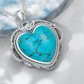 wholesale 925 Sterling Silver Heart-Shaped Turquoise Pendant Necklace for Women-0-1