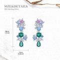 wholesale 925 Sterling Silver Multicolor Crystal Cluster Drop Earrings-0-2