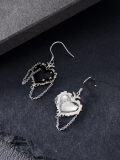 wholesale 925 Sterling Silver Gothic Witch's Heart Black Rose Pendant Drop Earrings Halloween s for Her-0-2