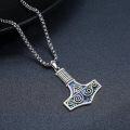 wholesale 925 Sterling Silver  Abalone Shell Inlay Norse Thors Hammer Pendant Necklace-0-2