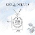 wholesale White Gold Plated Silver & Moissanite Geometric Oval Solitaire Necklace, 1.0ct Center Stone with Side Stones, Gift Box Included-0-4