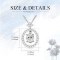 wholesale White Gold Plated Silver & Moissanite Geometric Oval Solitaire Necklace, 1.0ct Center Stone with Side Stones, Gift Box Included-0-4
