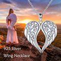 wholesale 925 Sterling Silver Opal Angel Wing Necklace - Nickel-Free Hypoallergenic Jewelry Gift for Women-0-5