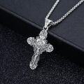 wholesale 925 Sterling Silver Cross Pendant with INRI and Saint Benedict Design - Mens & Womens Jewelry-0-1