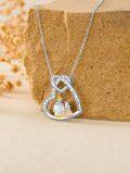 wholesale Sterling Silver Heart Pendant Necklace for Father Daughter-0-2