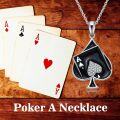 wholesale 925 Sterling Silver Black Enamel Ace of Spades Heart Pendant Necklace for Women-0-5