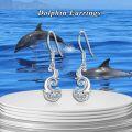 wholesale 925 Sterling Silver Blue Crystal Dolphin Drop Earrings for Women Girls Gift Boxed-0-5