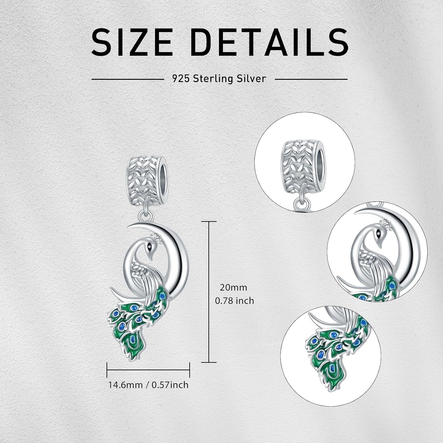 925 Sterling Silver Green & Blue Enamel Peacock Pendant Necklace Jewelry for Women Girls Gift-0-4