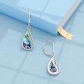 wholesale 925 Sterling Silver Teardrop Abalone Shell Drop Dangle Leverback Earrings-0-5