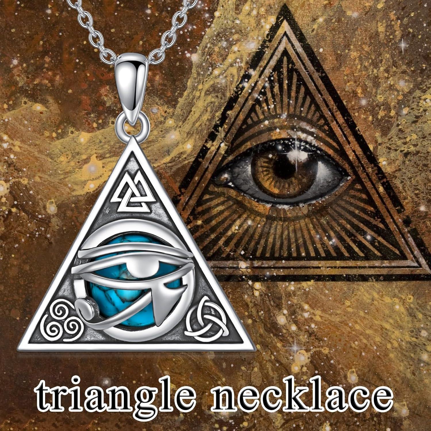 Sterling Silver Evil Eye Lotus Eye of Horus Necklace Spiritual Protection Amulet Gift for Women Men w 18 +2 Chain-0-5