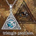 wholesale 925 Sterling Silver Triangle Turquoise Eye Pendant Necklaces Spiritual Protection s for Women and Men with 18+2 inch Chain-0-4