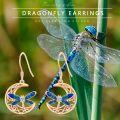 wholesale 925 Sterling Silver Blue Dragonfly Moon Drop Earrings Celtic Style Irish  for Women-0-5