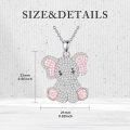 wholesale 925 Sterling Silver Pink Cubic Zirconia Elephant Pendant Necklace for Women Girls  43mm x 68mm-0-4