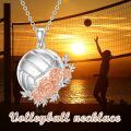 wholesale 925 Sterling Silver Volleyball with Roses Pendant Necklace-0-4