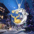 wholesale 925 Sterling Silver Deer & Stars Holiday Charm Necklace-0-1