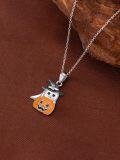 wholesale 925 Sterling Silver Halloween Ghost Jack-o'-Lantern Pendant Necklace for Women Gifts-0-3