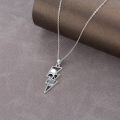 wholesale 925 Sterling Silver Lightning Bolt & Wave Rose Skull Pendant Necklace-0-2
