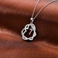 TOUPOP Sterling Silver Zircon Forever Love Heart Pendant Necklace-0-4