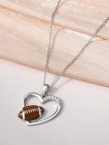 wholesale 925 Sterling Silver Heart with American Football Pendant Necklace Sports s for Women and Girls-0-2