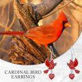 wholesale 925 Sterling Silver Red Cardinal Heart Drop Earrings s for Women-0-4