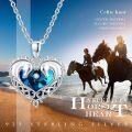 wholesale 925 Sterling Silver Blue Crystal Heart Dolphin Pendant Necklace s for Women-0-5