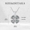 wholesale 925 Sterling Silver Green Moss Agate & White Cubic Zirconia Four-Leaf Clover Necklace-0-4