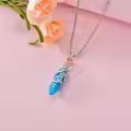 TOUPOP Sterling Silver Turquoise Rose Flower Pendant Necklace-0-3
